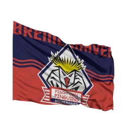 Fischtown Pinguins - Fan-Fahne 150x100cm - Rot-Blau Welle