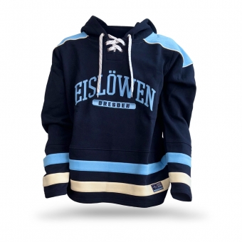 Dresdner Eislöwen - Hockey Hoodie Stripe navy - Schriftzug